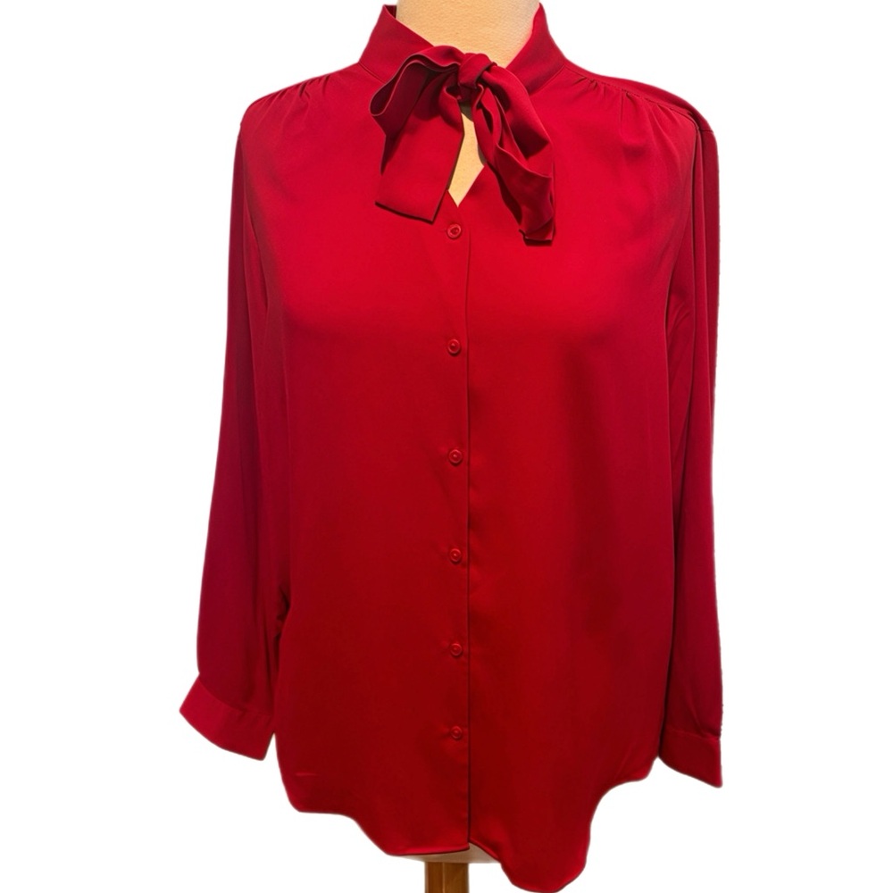 Uniqlo Women's Long Sleeve Bow‎ Tie Blouse